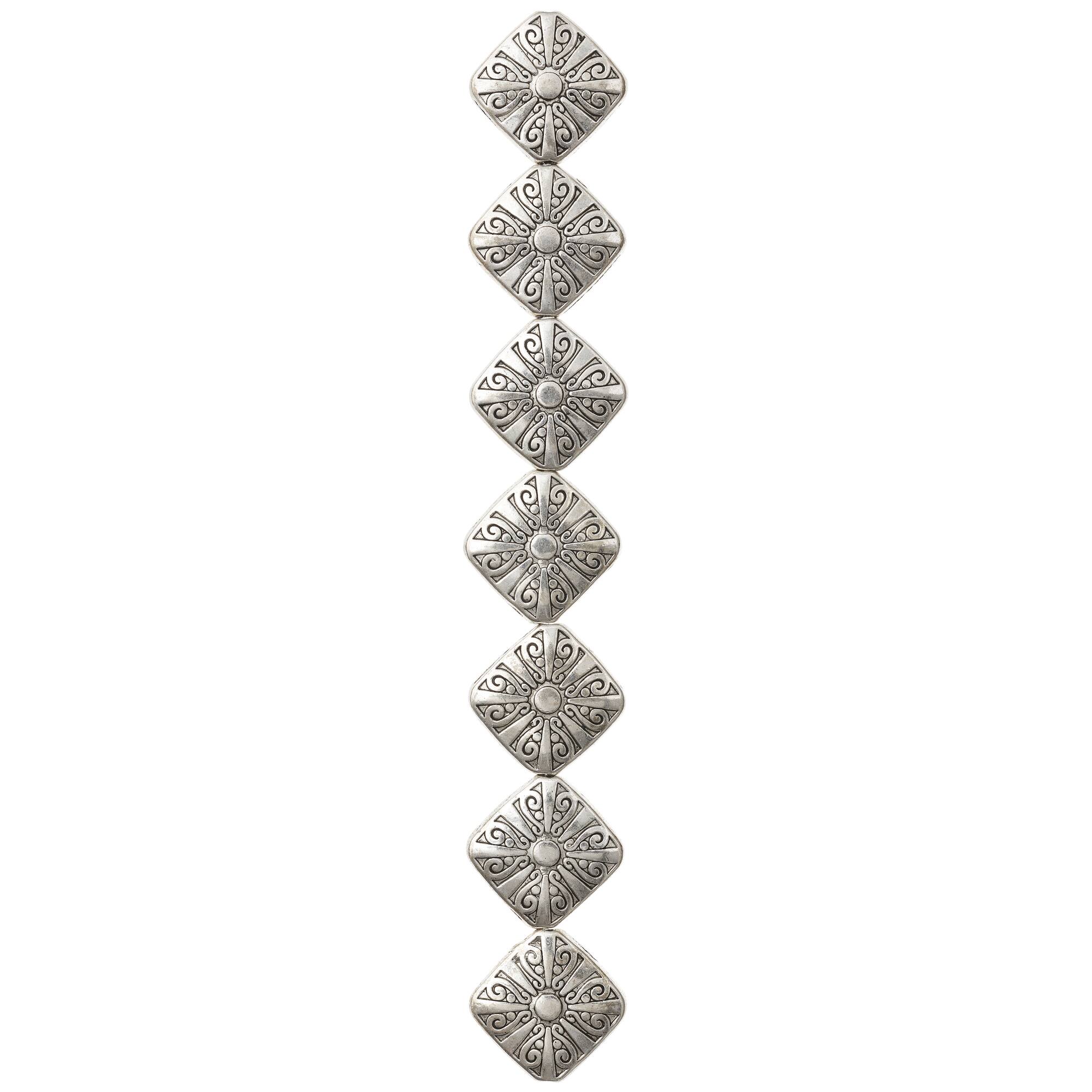 Sterling Silver-Plated Diamond Beads by Bead Landing™